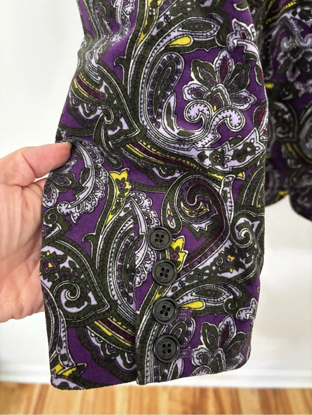Talbots Signature Size 12 Purple Paisley Cotton Stretch Blazer Jacket Statement